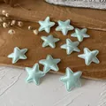 Set of 10 mint green satin star fabric patches for DIY hair accessories and crafts - Green Star Patch