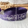 Dark purple satin ribbon with silver snake and star prints for DIY handmade crafts - Snake King (Silver Pattern) / Magic Purple