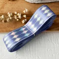 Purple ribbon roll with holographic diamond pattern for DIY craft and gift wrapping - Violet Silver