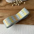 Light blue decorative ribbon roll with golden diamond pattern for DIY craft making - Light Blue Gold