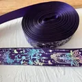 Deep purple ribbon with holographic silver butterfly and rose patterns for DIY crafts - Magic Purple