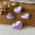 Purple satin heart patches with scalloped edges for DIY hair accessories and crafts - Purple Small Heart