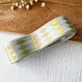 Light blue craft ribbon roll with golden diamond patterns for DIY handmade projects - Mint Green Gold