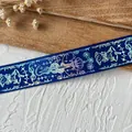 Navy blue holographic snake and sword pattern ribbon for DIY craft projects - Snake King (Silver Pattern) / Sapphire Blue