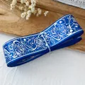 Cinta jacquard azul oscuro con motivos de rosas y cartas para decoración de bolsos DIY - Azul Real Patrón Plata