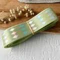 Holographic diamond pattern light green decorative ribbon for DIY crafts and gift wrapping - Fruit Green Silver