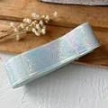 Holographic light blue ribbon with magic star and moon patterns for DIY crafting - Mint Green Silver Mystical Pattern / Standard Style