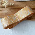 Cinta decorativa amarilla con rosas y aves en color plata para proyectos de DIY - Naranja Patrón Plata