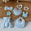 Light blue satin fabric patches with baby theme motifs for DIY crafts and hair accessories - Blue Theme Set