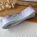 Cinta láser morada con diseños de rosas y mariposas para decoración de regalos DIY - Niebla Púrpura Patrón Plata