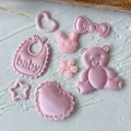 Pink satin 3D DIY appliques set with bear, bunny, and star shapes for baby crafts - Pink Series Combo