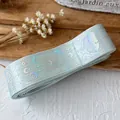 Light blue holographic ribbon with moon and star patterns for DIY Ita-bag decoration - Extended Roll / Mint Green With Silver Holographic