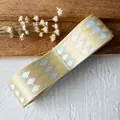 Champagne gold polyester ribbon with holographic silver diamond pattern for DIY gift wrapping - Yellow Silver
