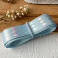 Light blue satin ribbon with holographic diamond pattern for DIY ita bag decorations - Light Blue Silver