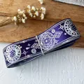 Dark purple satin ribbon with magic circle patterns for DIY handmade craft projects - Magic Purple Plain Silver Magic Bottle 4.5 Meters Long And Approximately 2.5 Cm Wide.