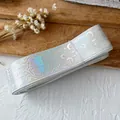 Laser holographic silver ribbon with fantasy cat and moon patterns for DIY crafting - Standard Roll / White With Silver Holographic (Updated)