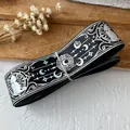 Black ribbon with holographic moon and star print for DIY ita bag decoration - Extended Roll / Black With Silver Holographic