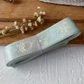 Gradient magic potion ribbon in bean green with silver celestial magic circle patterns - Mint Green Plain Silver Magic Bottle 4.5 Meters Long And Approximately 2.5 Cm Wide.
