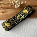 Ruban noir avec imprimé lapin doré et poker pour sacs DIY et nœuds décoratifs - Longueur Standard / Noir Marqué à l'Or