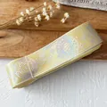 Light yellow magic themed satin ribbon with silver foil star patterns for DIY crafts - Plain Yellow Silver "magic Heaven Bottle" 4.5 Meters Long And Approximately 2.5 Cm Wide