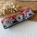 Red and black gradient ribbon with laser silver magic circle patterns for DIY crafts - Red And Black Plain Silver Magic Bottle 4.5 Meters Long And 2.5 Cm Wide.