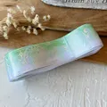 Holographic gradient ribbon with magic circle foil pattern for DIY craft making - A Plain Silver Green And White "magic Heaven Bottle" 4.5 Meters Long And Approximately 2.5 Cm Wide.