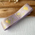 Hellviolettes Satinband mit Goldfolien-Kaninchen-Muster für DIY-Bastelarbeiten - Hellviolett Gold