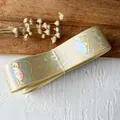 Goldenes Satinband mit bunten Laser-Hasenmustern für DIY-Bastelarbeiten und Geschenke - Gelb Holografisch Silber