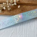 Hellblaues irisierendes Kaninchen- und Sternband mit Silberfoliendruck für DIY-Basteln - Hellblau Holografisch Silber