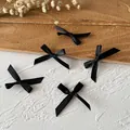 Fünf schwarze Satinschleifen für DIY-Handwerk und Haarschmuck Dekoration - Mini-Schleifenhalskette / 10 Stück/Packung (Bandbreite 0,6 cm) / Schwarz