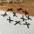 10er-Set handgefertigte schwarze Satinschleifen für Haarschmuck und DIY-Bastelarbeiten - Mini-Schleife / 10 Stück/Packung (Bandbreite 0,3 cm) / Schwarz