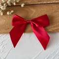 Handgefertigte rote Satinschleife für DIY Haarschmuck und Kleidungsdekoration - Basis Schleife / 4 Stück/Packung (Bandbreite 2,5 cm) / Rot