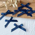 Handgefertigte dunkelblaue Satinschleife für DIY Haarschmuck und Kleidung Deko - Mini-Schleifenhalskette / 10 Stück/Packung (0.6cm Bandbreite) / Marineblau