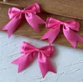 Drei Stück rosafarbene Satin-Schleifen doppellagig für DIY-Haarschmuck und Handwerk - Doppellagige Schleife / 5 Stück/Packung (2.5cm Bandbreite) / Armeegrün