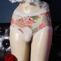 Ropa interior sexy de malla para hombre con estampado floral y bolsa de encaje - M / Bolsa Abierta / Blanco
