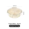 Creamy white round divided snack box with transparent lid and five storage compartments - Round Fruit Plate with Plastic Buckle / Cream