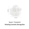 Transparent rotating cosmetic organizer with square sections, 155mm tall acrylic stand - Square Single Layer / Clear