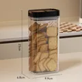 Tall 23cm airtight food storage container with black lid for cookies and grains - Large Style / Walnut Black