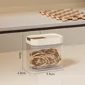 Transparent food storage jar with white lid and wood accent, 9.9x6.8x10cm size - Small Style / Walnut Cream White