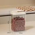 Square airtight food container with brown press seal lid and 15cm height dimensions - Medium Style / Walnut Cream White