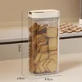 Airtight tall rectangular storage container for dry food with white lid and brown seal - Large Style / Walnut Cream White