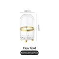 Rotating makeup brush holder in transparent gold with diamond texture and gold feet - Transparent (With Lid) Rotating