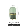 Rotating makeup organizer in dark green and gold finish, dimensions 122mm by 219mm - Dark Green (With Lid) Rotating