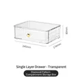 Einzelne Schublade für Kosmetik, transparentes Rautenmuster mit goldenem Griff - Einzelne Schubladenschicht / Transparent Gold Schubladenbox
