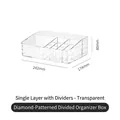 Transparent acrylic cosmetic organizer with diamond texture and 7 storage compartments - Transparent Divided Storage Box