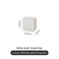 White and gold small wall-mounted soap box with drainage lid and compact dimensions - Single Grid Soap Box (Small) / White