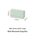 Mint green and gold wall-mounted soap box with lid in large size for bathroom - Double Slot Large / Mint Green