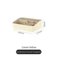 Cremegelbe Kosmetik-Aufbewahrungsbox mit Rautenmuster und genauen Abmessungen - Geteilte Einzelschicht / Cremeweiß Silber Geteilte Box