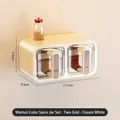 Boîte à épices murale blanc crème avec deux compartiments et poignées aspect noyer - 2 Grilles Noyer Blanc Crème (Mat) / 2 compartiments / Blanc Crème Noyer