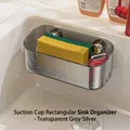 Rechteckiger Saugkorb-Spülbecken-Organizer in modernem transparentem Grausilber. - Rauchgrau